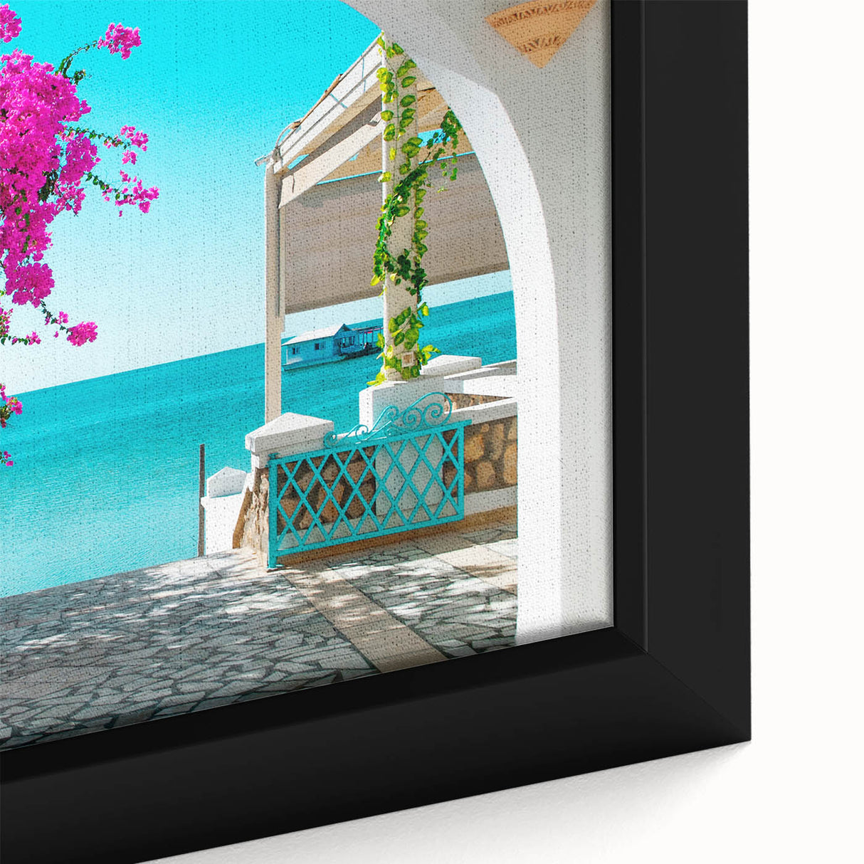 Extra large framed canvas featuring a textured, colorful African scenery in muted earth tones, ideal for living room decor.