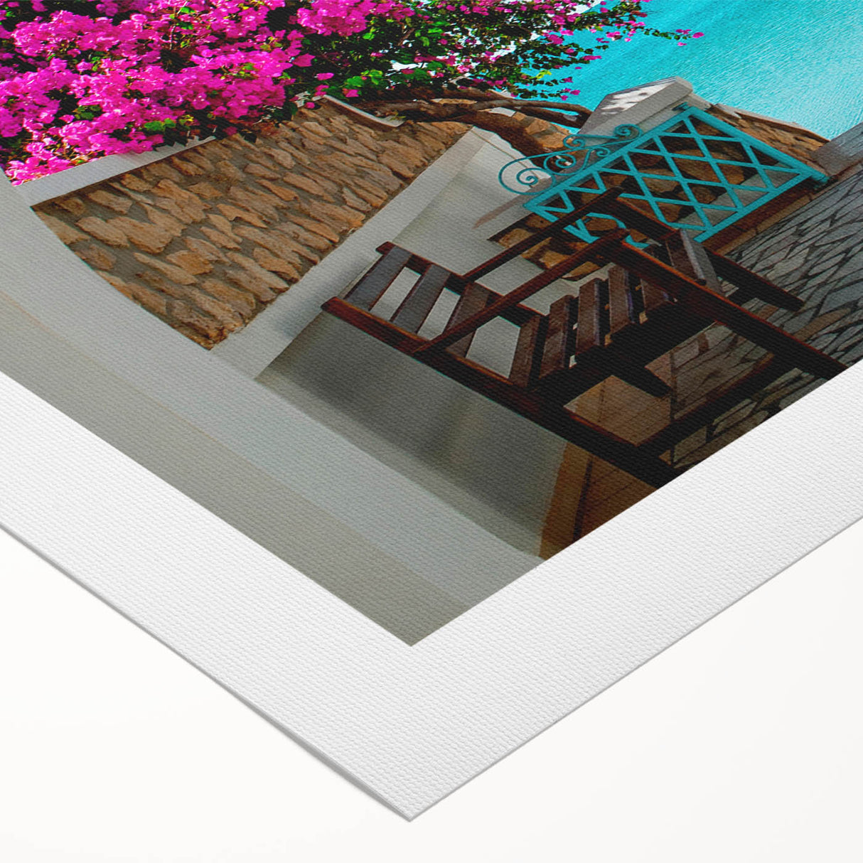 Art deco poster of a Tunisian landscape in muted earth tones on rolled canvas, ideal for dining room decor.