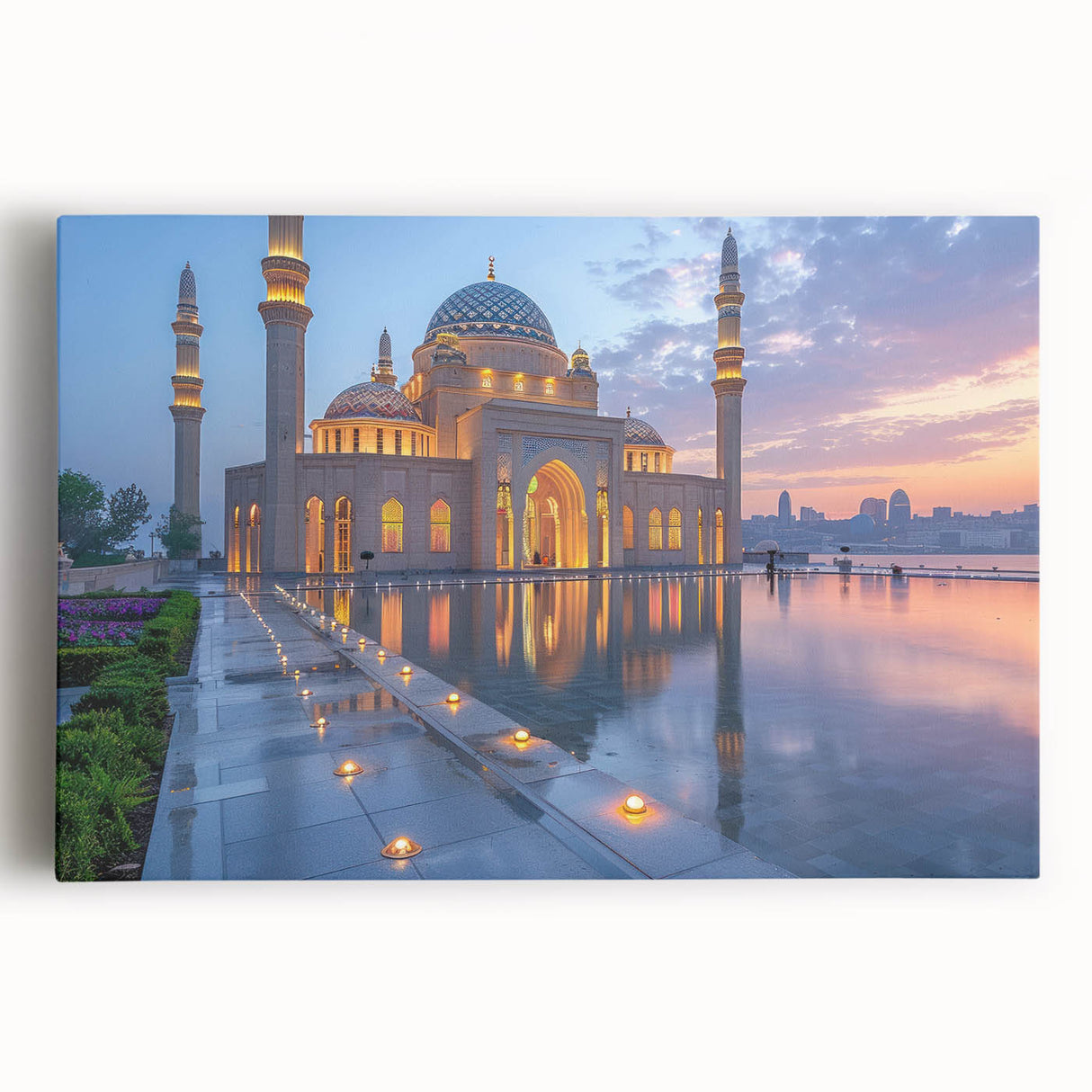 Black and white photograph of an Azerbaijani landscape on stretched canvas, ideal for kitchen wall art.