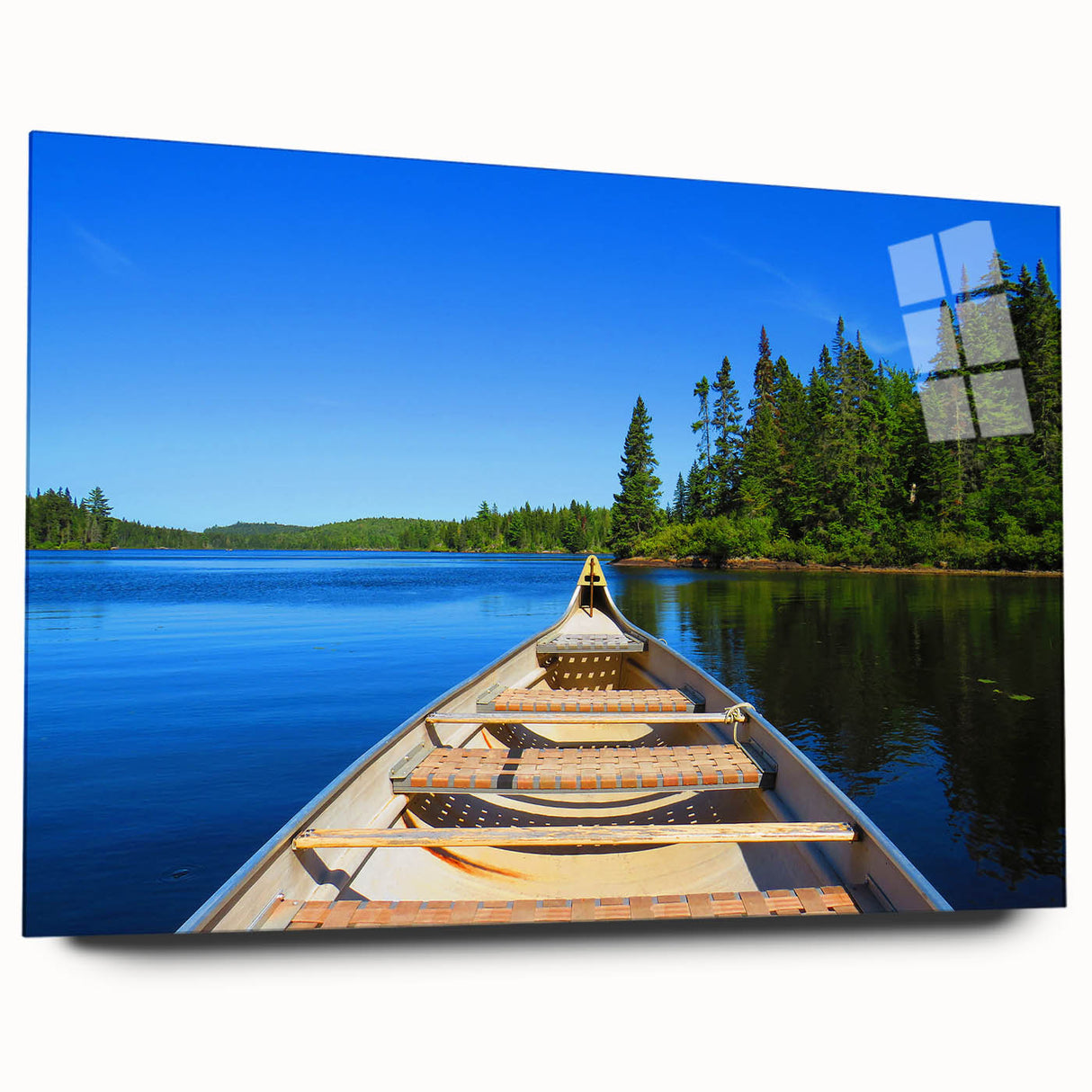 Acrylic print of Quebec scenery in muted earth tones, ideal for bedroom or dining room decor.