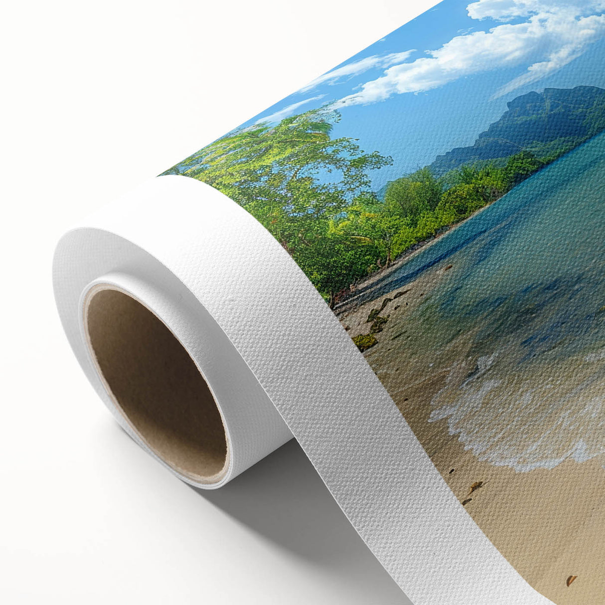 Art Deco style poster of a Caribbean Aruba scenery on rolled canvas, suitable for nursery wall art or dining room.