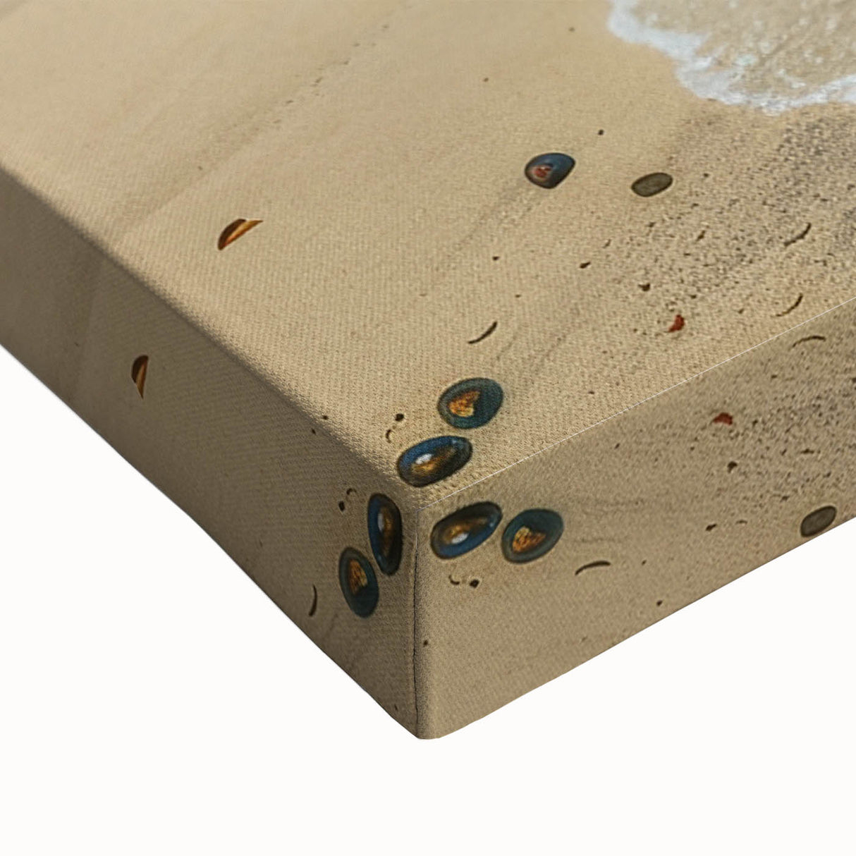 Black and white landscape art painting of a Caribbean beach on stretched canvas, ideal for bedroom wall decor.