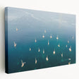 Tropical Martinique scenery on large stretched canvas with vivid blue and green tones, ideal for kitchen wall art.