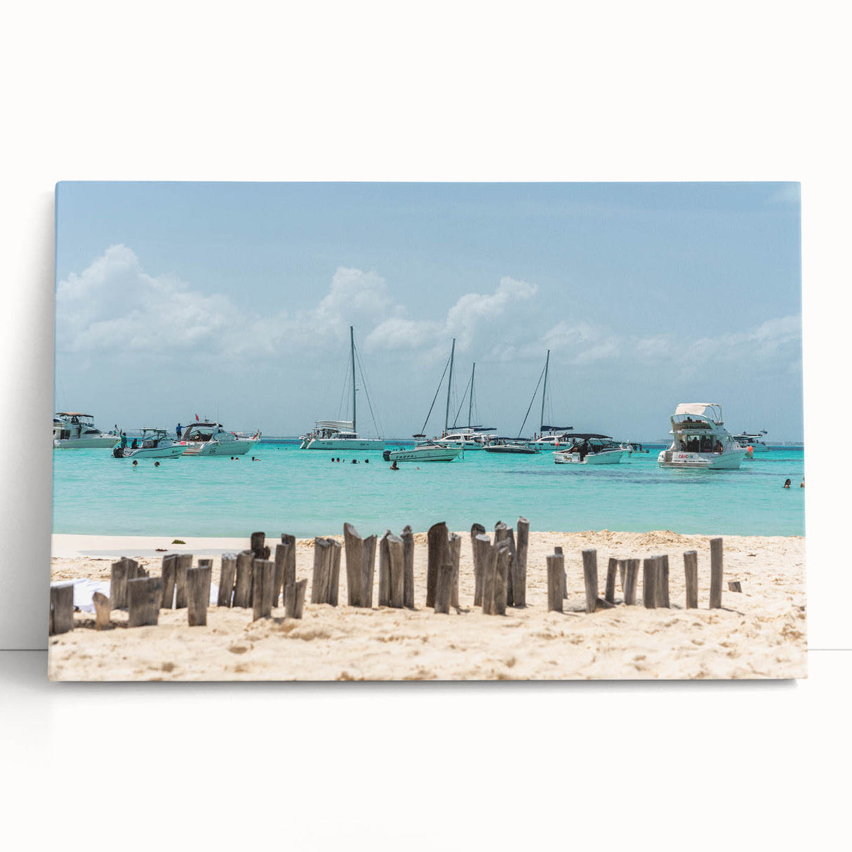 Black and white stretched canvas of Quintana Roo scenery, ideal for kitchen wall art or bedroom ambiance.