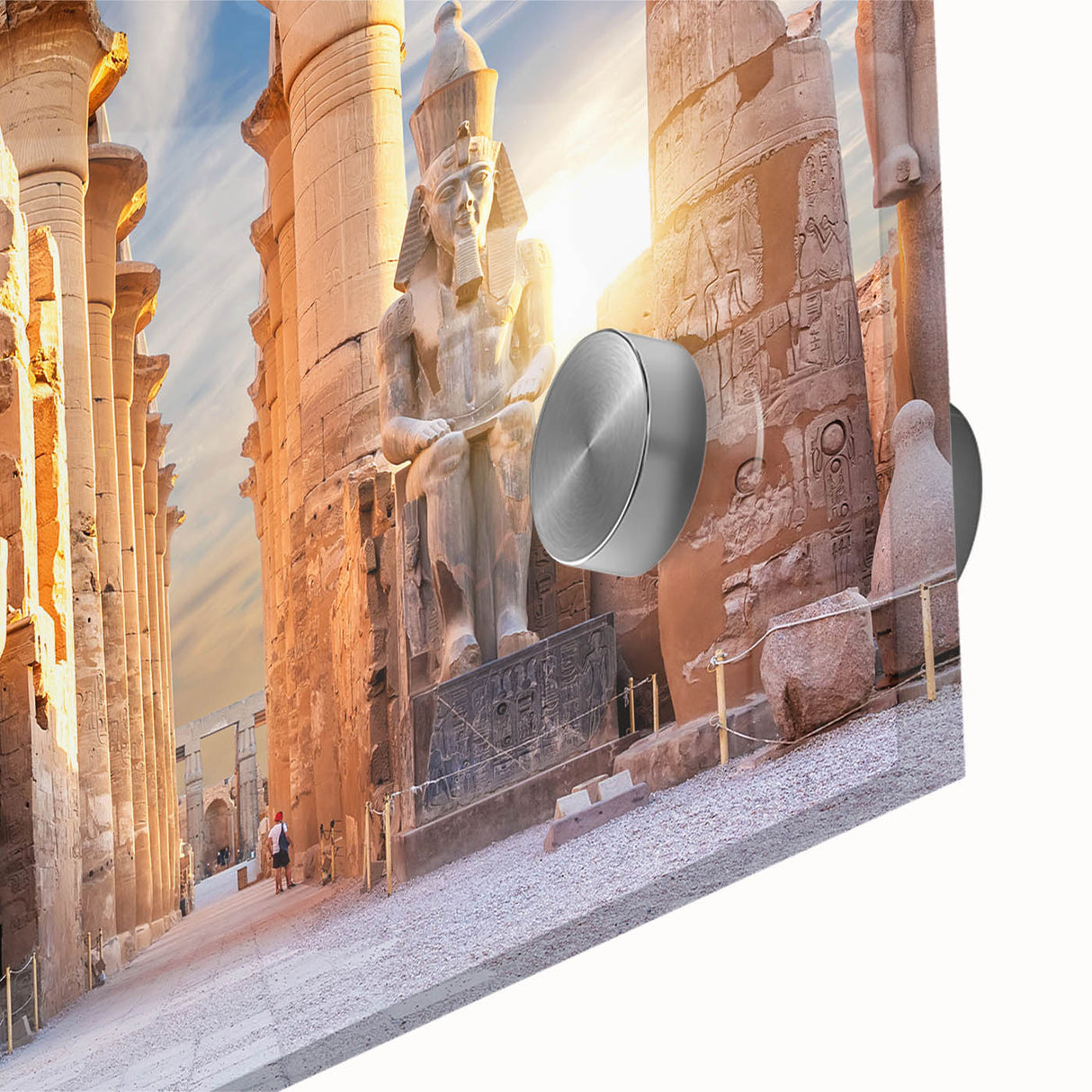 Large abstract acrylic print of an Egyptian landscape in earth tones, ideal for dining room art.