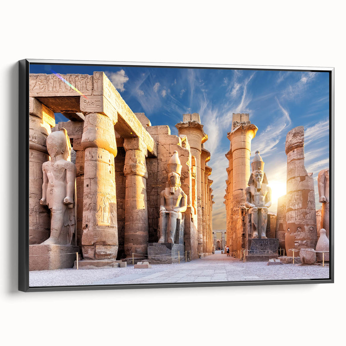 Black and white framed canvas depicting the Egyptian landscape, ideal for bedroom wall art.