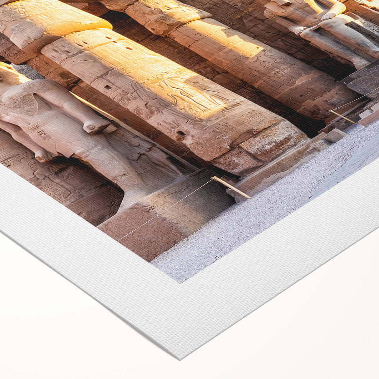 Art deco poster of Egyptian scenery on rolled canvas, featuring muted earth tones, ideal for dining room wall art.