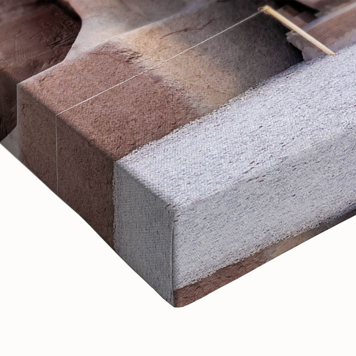 Large art featuring a black and white landscape painting of the Egyptian scenery on a stretched canvas.