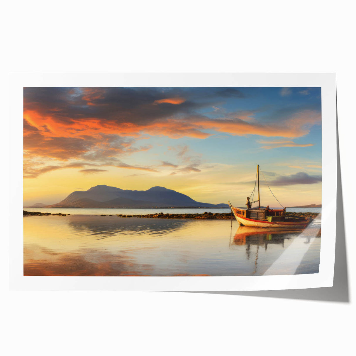 Rolled print of a vibrant Mauritius landscape with lush greenery and floral elements, ideal for art wall dining room decor.