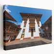 Large art depicting a serene Bhutanese landscape in muted earth tones on stretched canvas, ideal for kitchen wall art.
