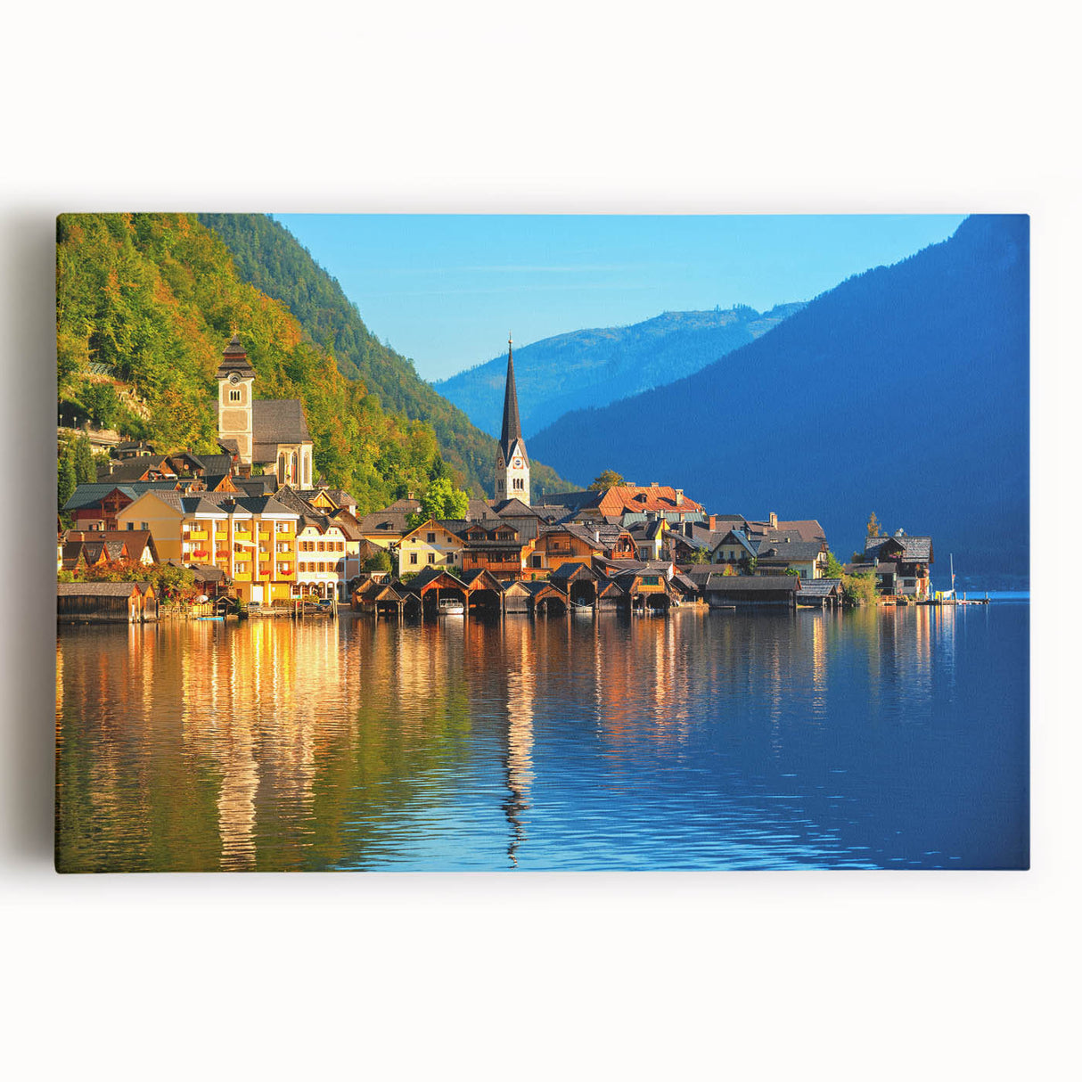 Black and white photo of a European cityscape on stretched canvas, ideal for kitchen wall art or bedroom ambiance.