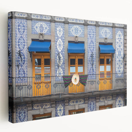 Large stretched canvas depicting a vibrant Mexico City scenery, ideal for kitchen wall art.