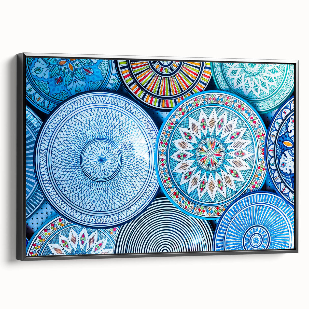 Black and white framed canvas depicting a vintage Moroccan landscape, ideal for bedroom wall art.