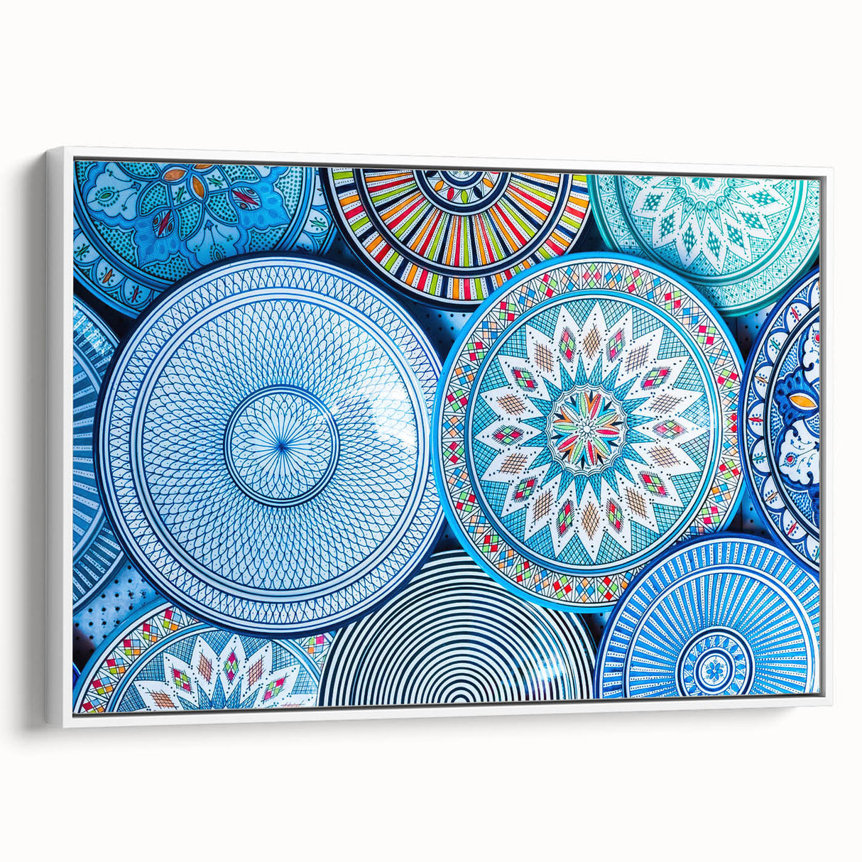 Framed canvas of a vintage-style Moroccan landscape in black and white, ideal for bedroom wall art.