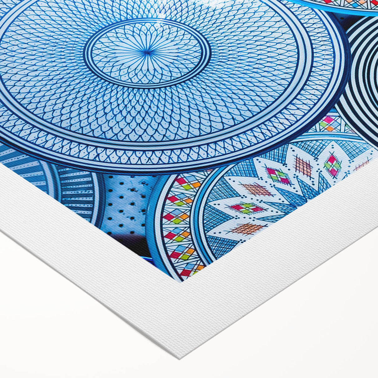 Art deco poster of a Moroccan landscape in muted earth tones on rolled canvas, suitable for dining room wall art.