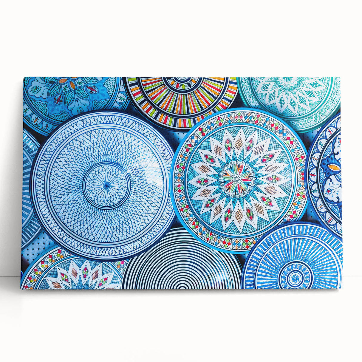 Large black and white stretched canvas depicting a Moroccan landscape, ideal for kitchen wall art or bedroom decor.