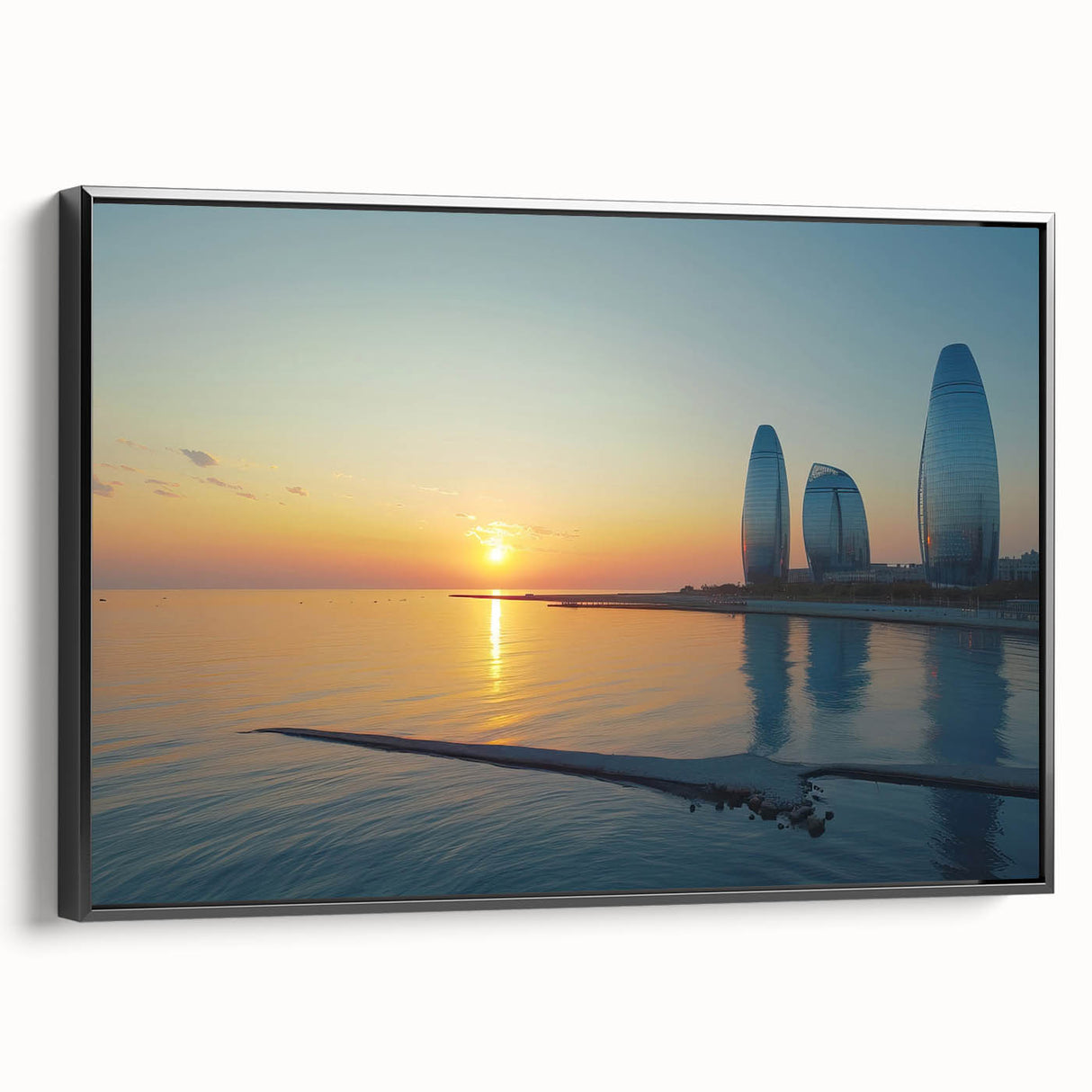 Black and white framed canvas of vintage Azerbaijan landscape, ideal for bedroom wall art.