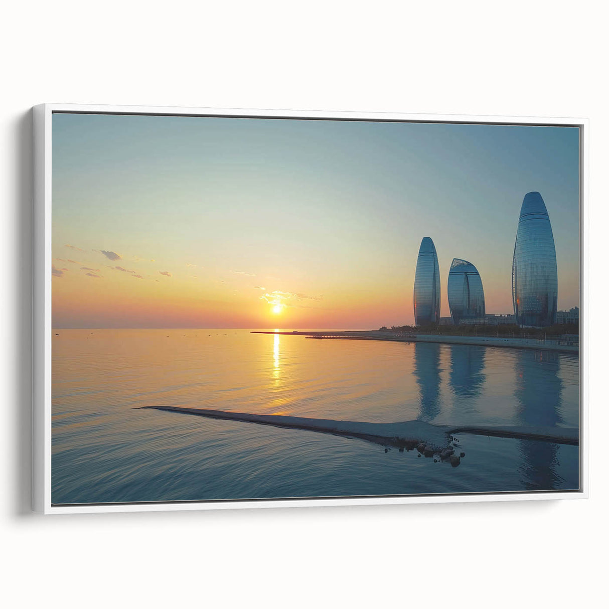 Vintage poster art depicting a colorful Azerbaijani landscape on a large framed canvas, ideal for living room decor.