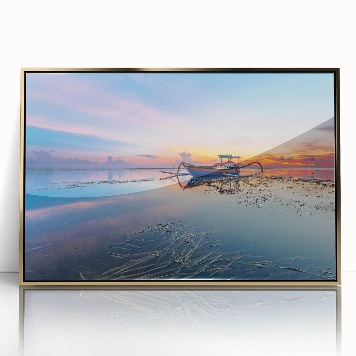 Large art print of an Indonesian landscape in muted earth tones on framed acrylic, ideal for modern art wall decor.