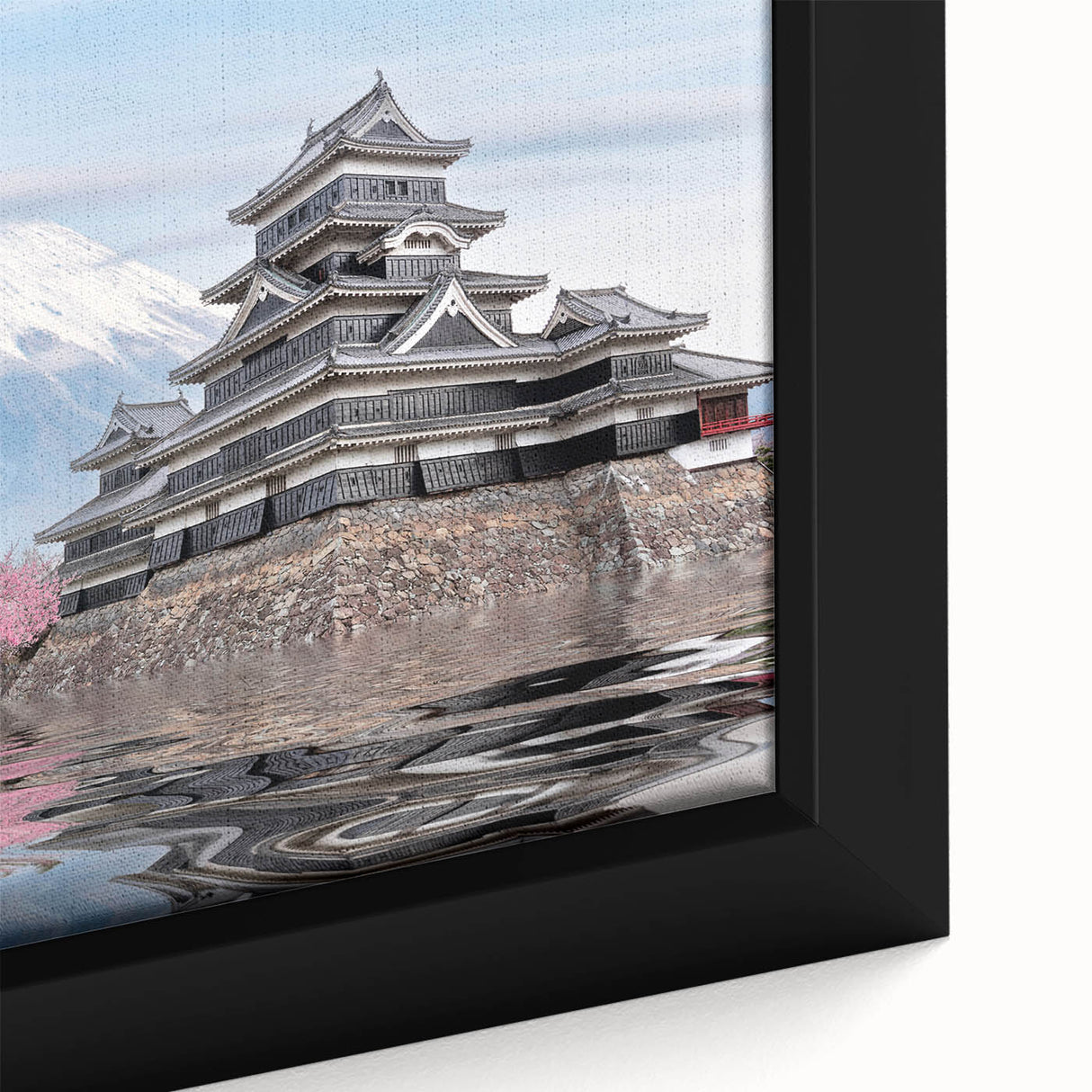 Extra large framed canvas depicting a textured black wall art scene with colorful, abstract elements.