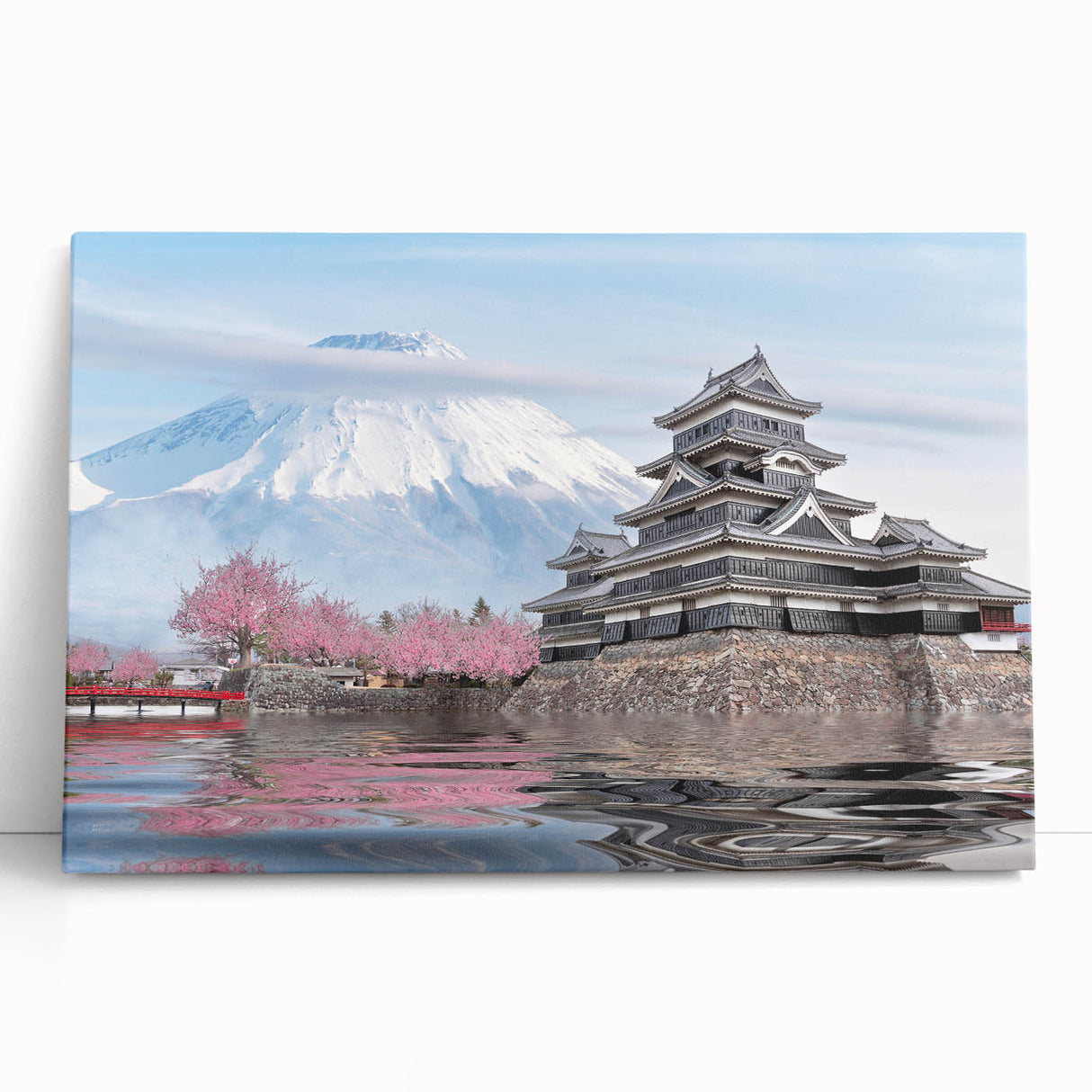 Black and white large art canvas depicting a serene Japanese landscape, ideal for kitchen wall art or bedroom ambiance.