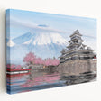 Large art depicting a serene Japanese scenery in muted earth tones on stretched canvas, ideal for kitchen wall art.