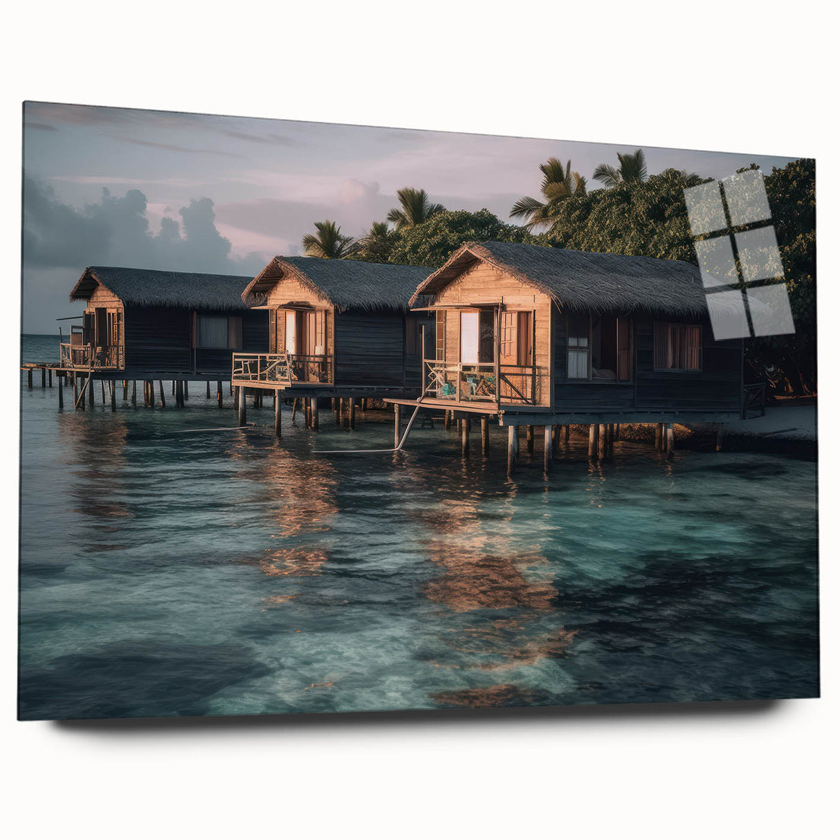 Large abstract wall art depicting a Malaysian landscape in muted earth tones on acrylic glass.