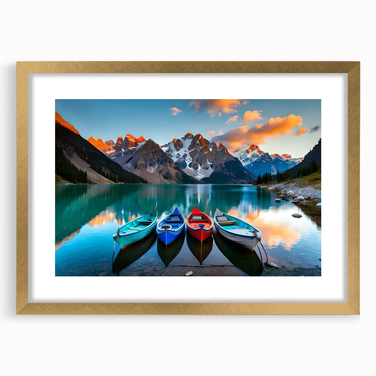 Extra large framed wall art depicting an abstract scenery of Alberta, Canada, in muted earth tones.