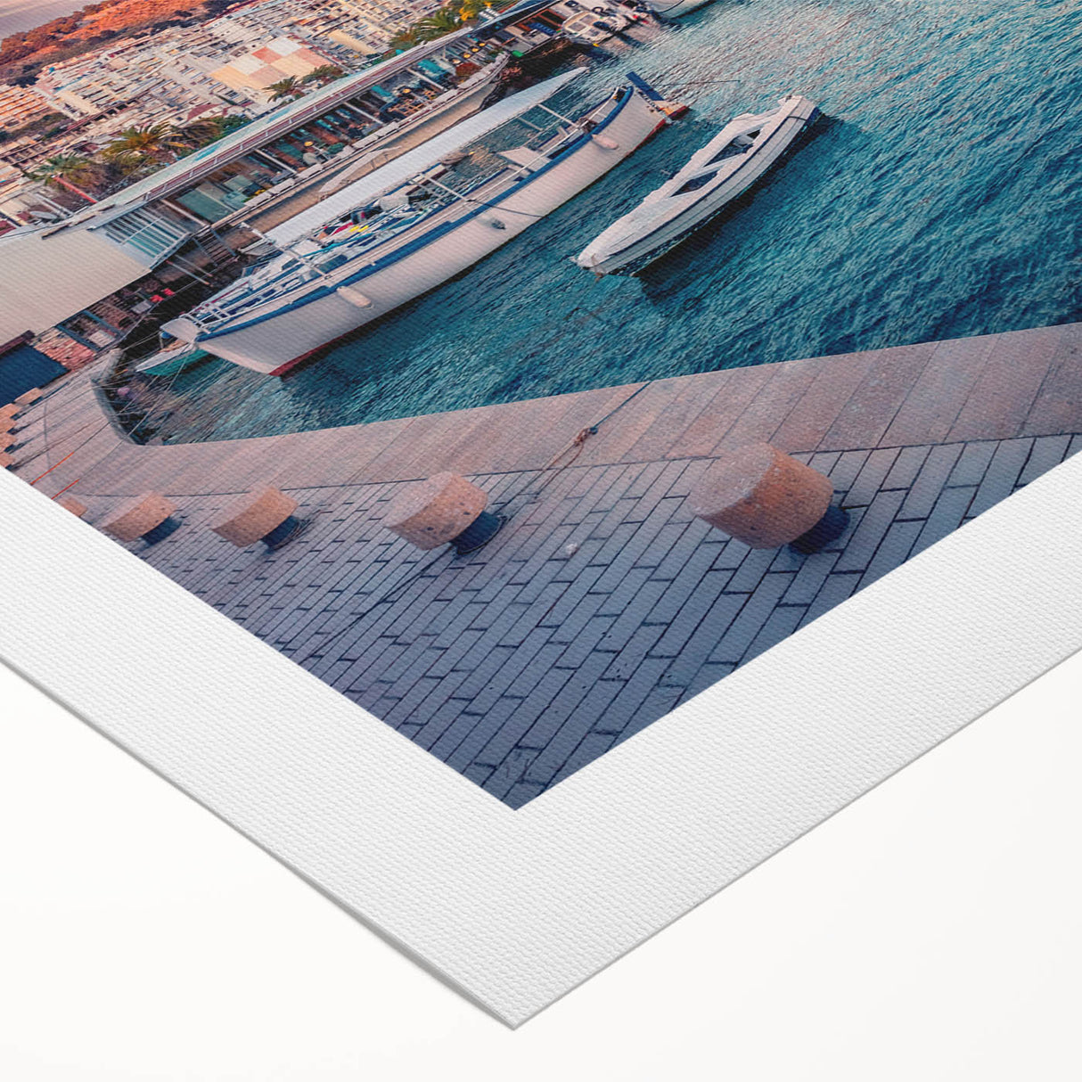 Art deco poster featuring a scenic European Albanian landscape on rolled canvas, ideal for dining room wall art.