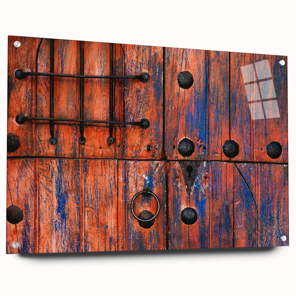 Acrylic print of a large abstract depiction of Baja California scenery in earthy tones, ideal for dining room decor.