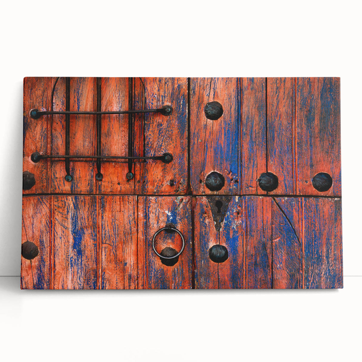 Large art of a black and white landscape painting of Baja California on stretched canvas, suitable for bedroom wall decor.