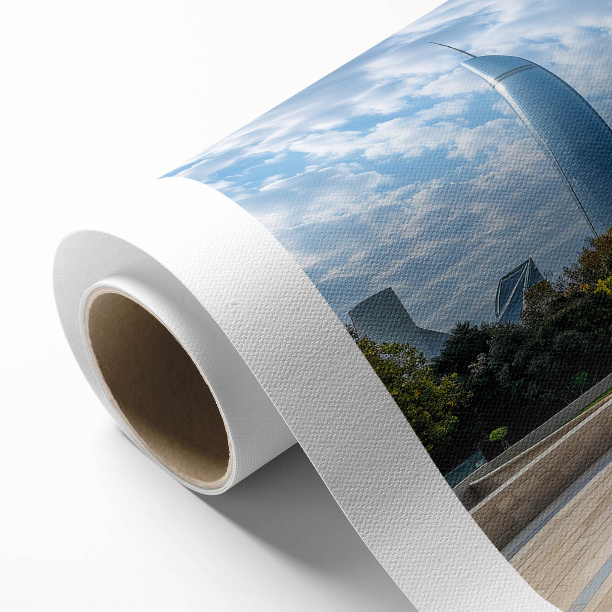 Art deco poster featuring vibrant hues of an Azerbaijan landscape on rolled canvas, ideal for nursery wall art.