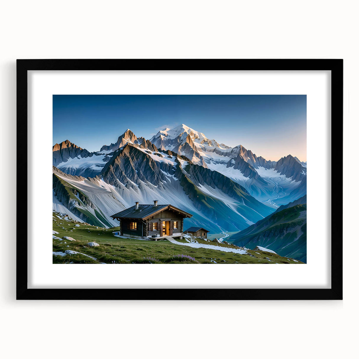 Extra large abstract art print featuring textured, colorful patterns, framed in black, ideal for living room decor.