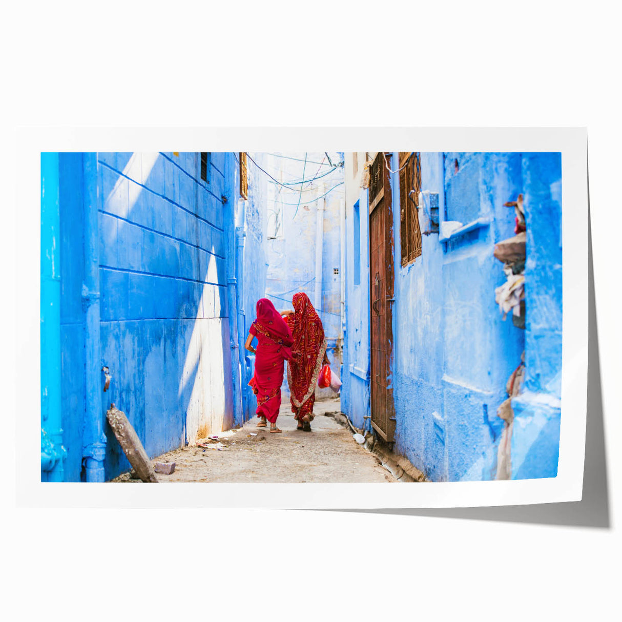 Extra large rolled print of an Indian landscape with vibrant green and earth tones, ideal for dining room wall art.