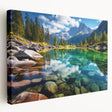 Large art depicting the scenic Alberta, Canada landscape on stretched canvas, with vibrant green and blue tones.