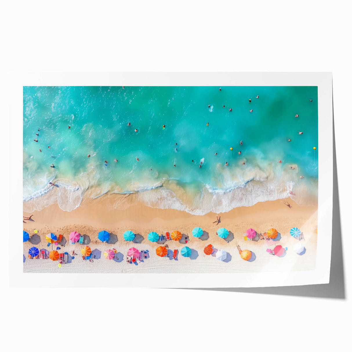 Extra large rolled print featuring a serene Cancun scenery with vibrant floral elements, ideal for dining room wall art.