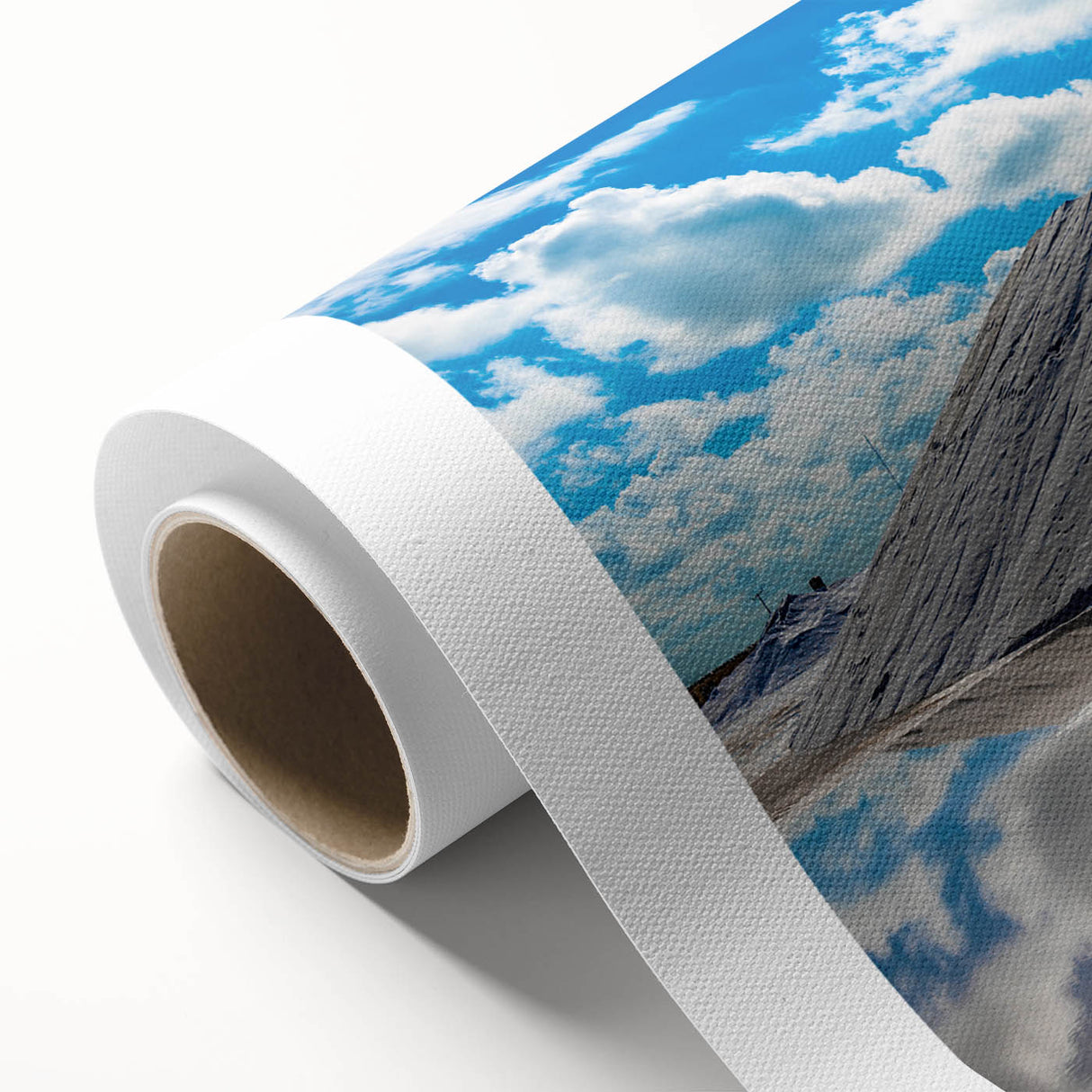 Art deco poster of Yucatan scenery on rolled canvas, featuring pastel shades, ideal for nursery wall art.