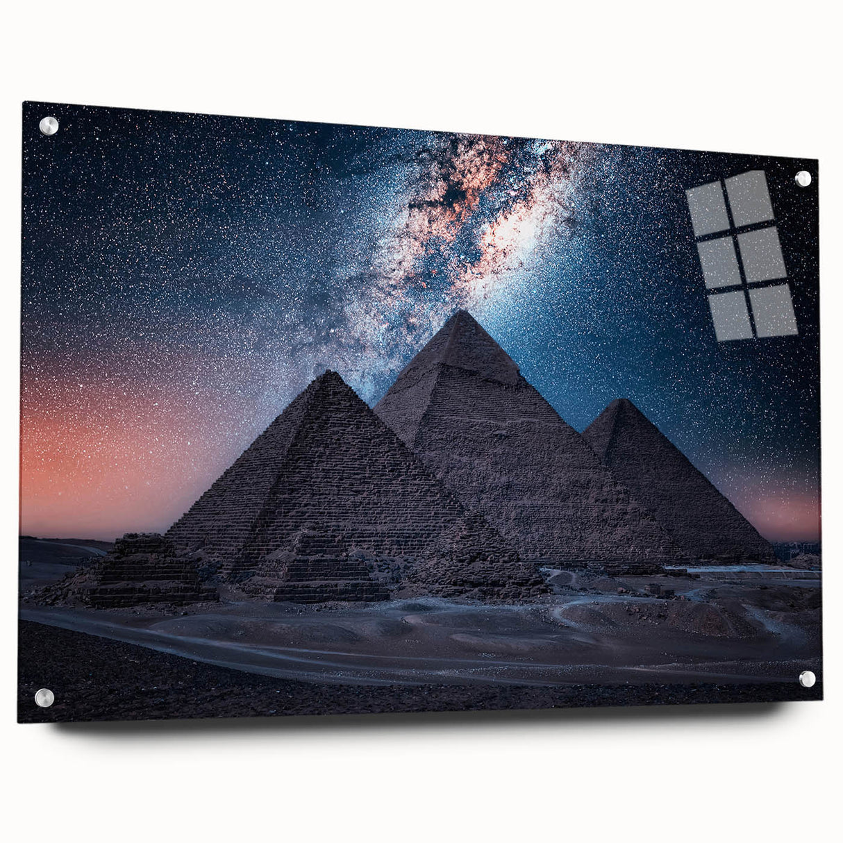 Acrylic print of an abstract African landscape in earthy tones, ideal for dining room decor.