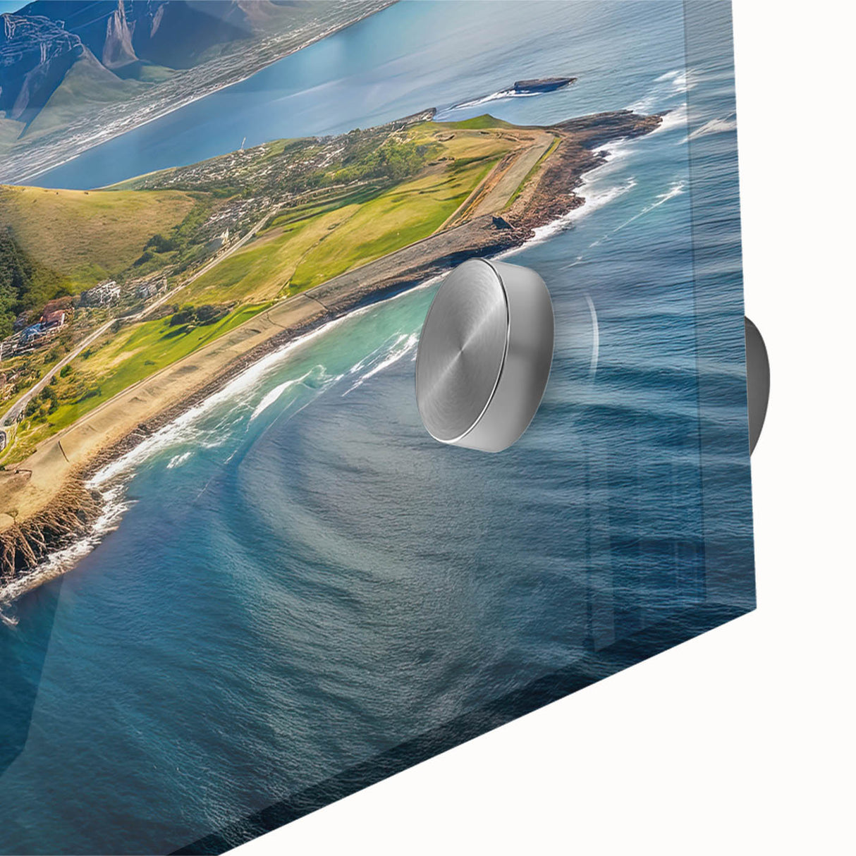 Large acrylic print of an abstract African scenery in earth tones, ideal for dining room art.