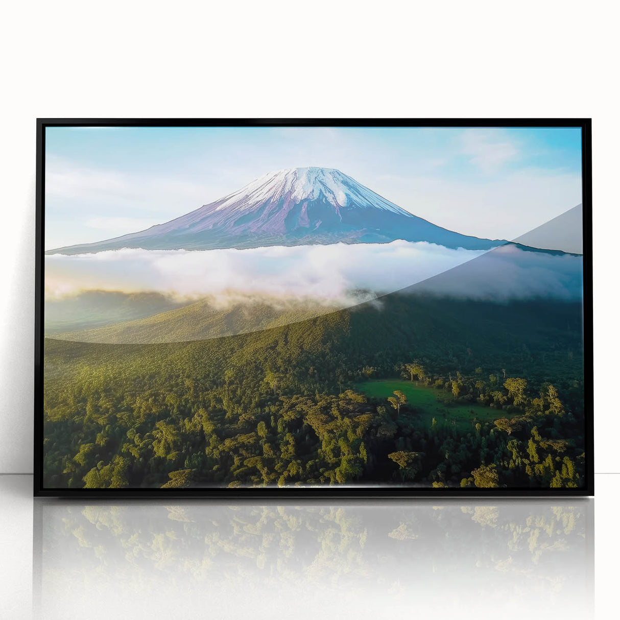 Large abstract wall art depicting a Tanzanian landscape in muted earth tones on a framed acrylic.