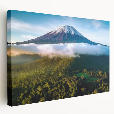 Scenic Tanzania landscape on stretched canvas, featuring muted earth tones, ideal for kitchen wall art.