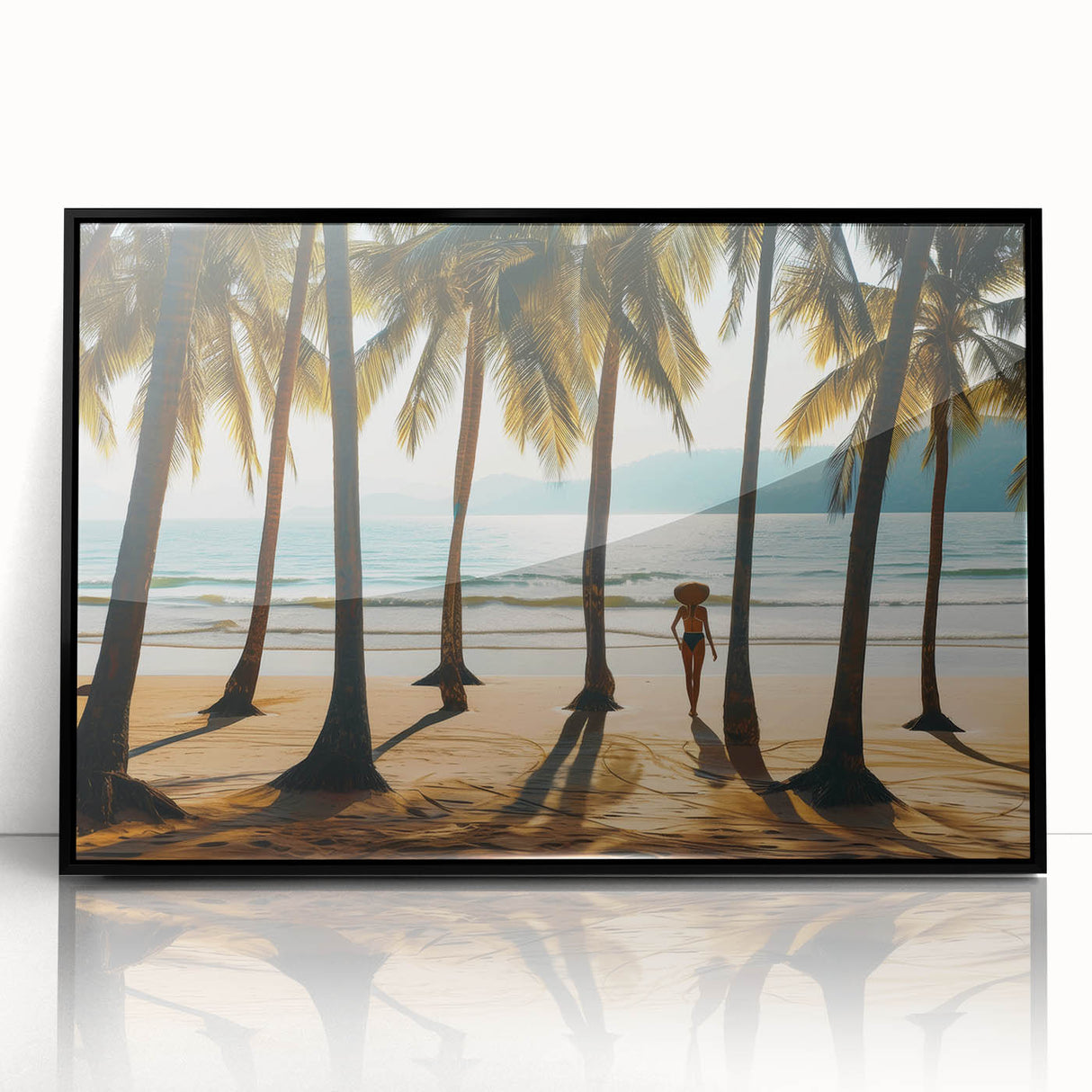 Large abstract wall art depicting a Malaysian landscape in muted earth tones on a framed acrylic.