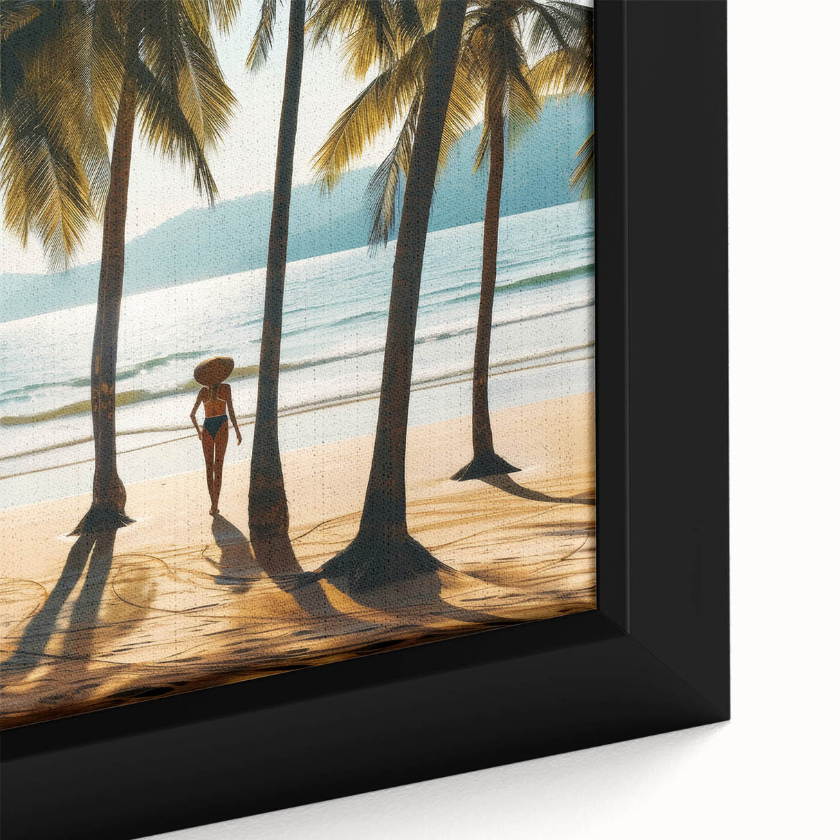 Extra large framed canvas featuring a textured black wall art scene with colorful elements, ideal for living room decor.