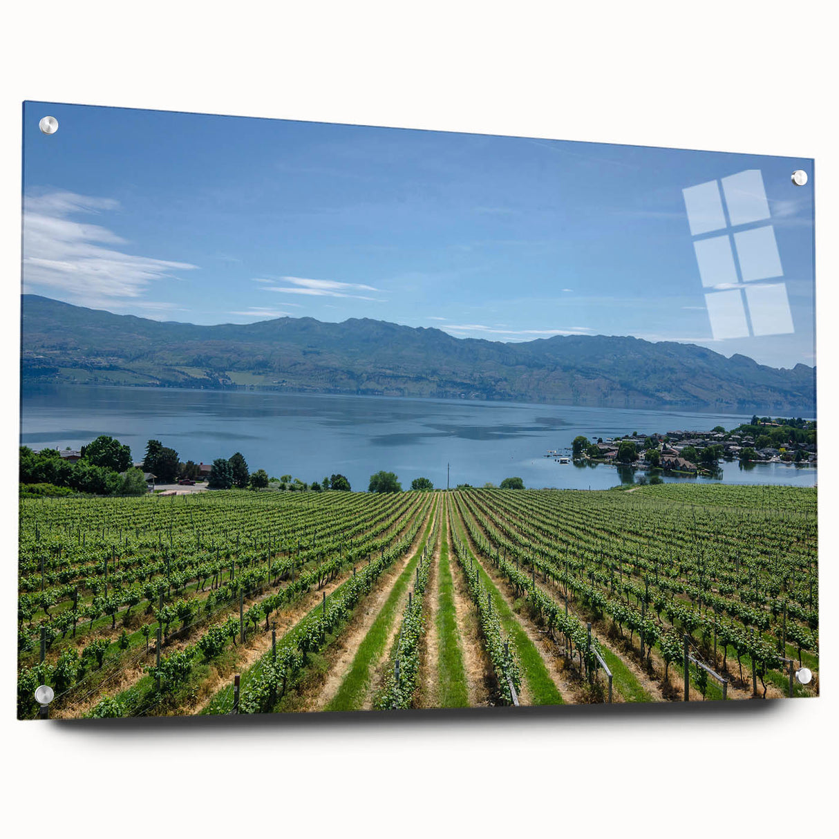Acrylic print of a British Columbia landscape in muted earth tones, ideal for dining room decor.