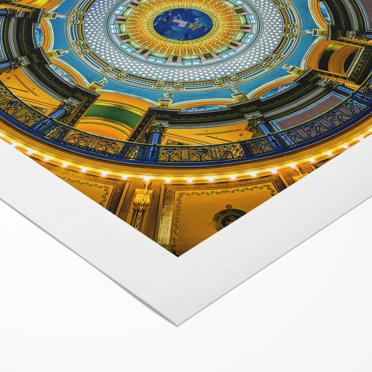 Art deco poster featuring a serene Iowa landscape in muted earth tones on rolled canvas, suitable for dining room decor.