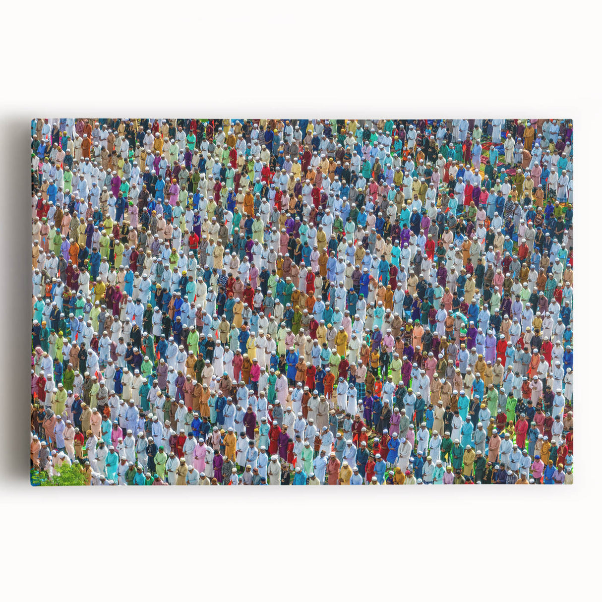 Black and white photograph on stretched canvas depicting a serene Bangladesh landscape, ideal for kitchen wall art.