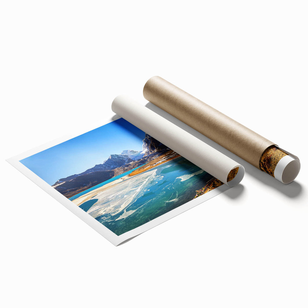 Extra large rolled print of a serene floral scene in India, showcasing muted earth tones, ideal for classy bathroom wall art.