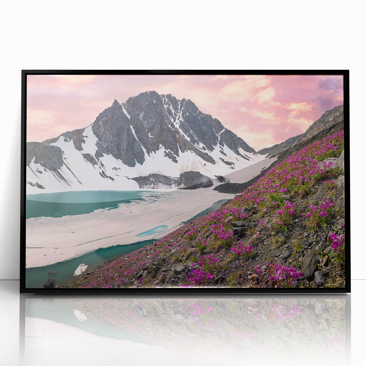 Large abstract wall art featuring a Yukon scenery in black and white tones on a framed acrylic.