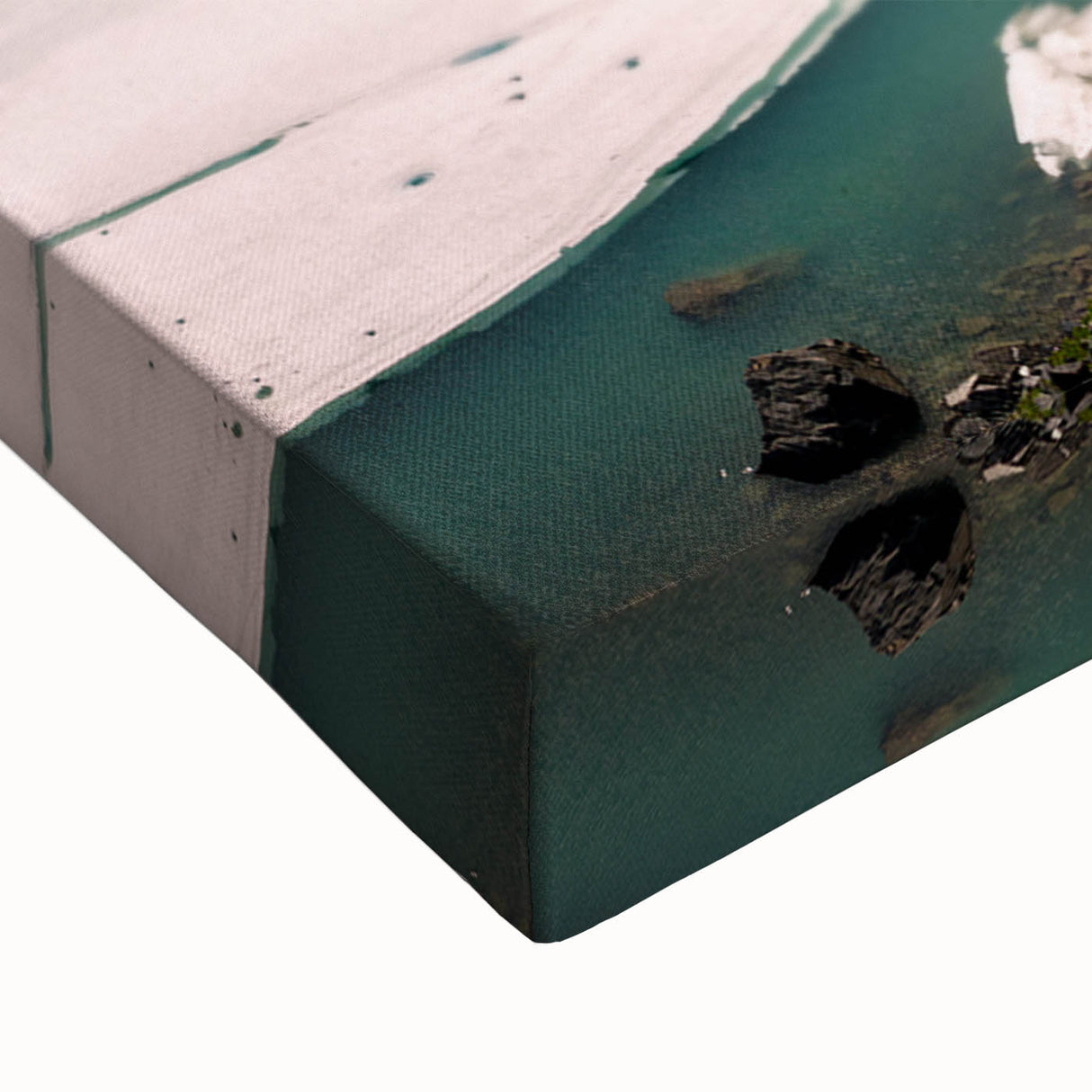 Black and white landscape painting of the Yukon on stretched canvas, ideal for bedroom wall art.