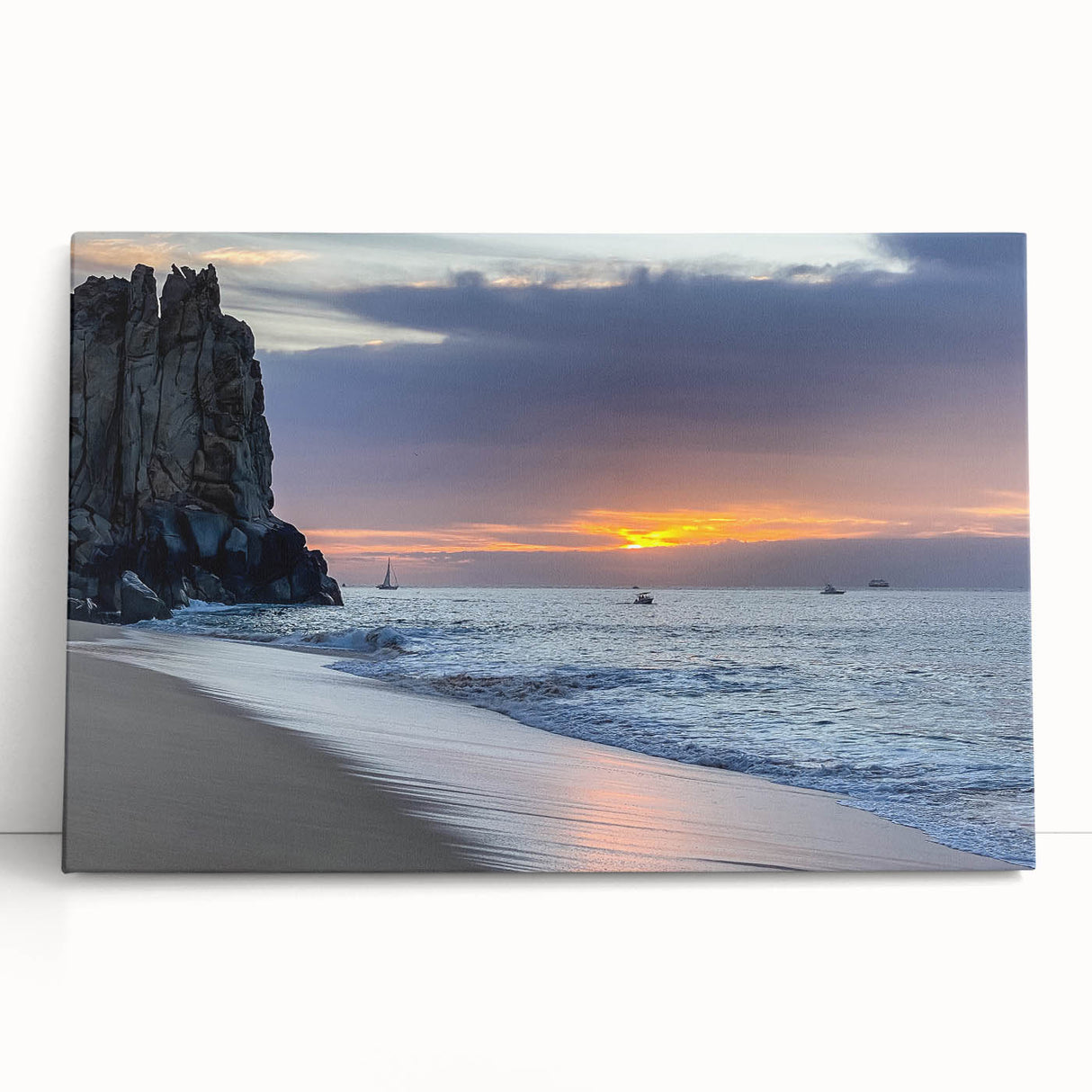 Black and white stretched canvas of Baja California scenery, ideal for kitchen wall art or bedroom.